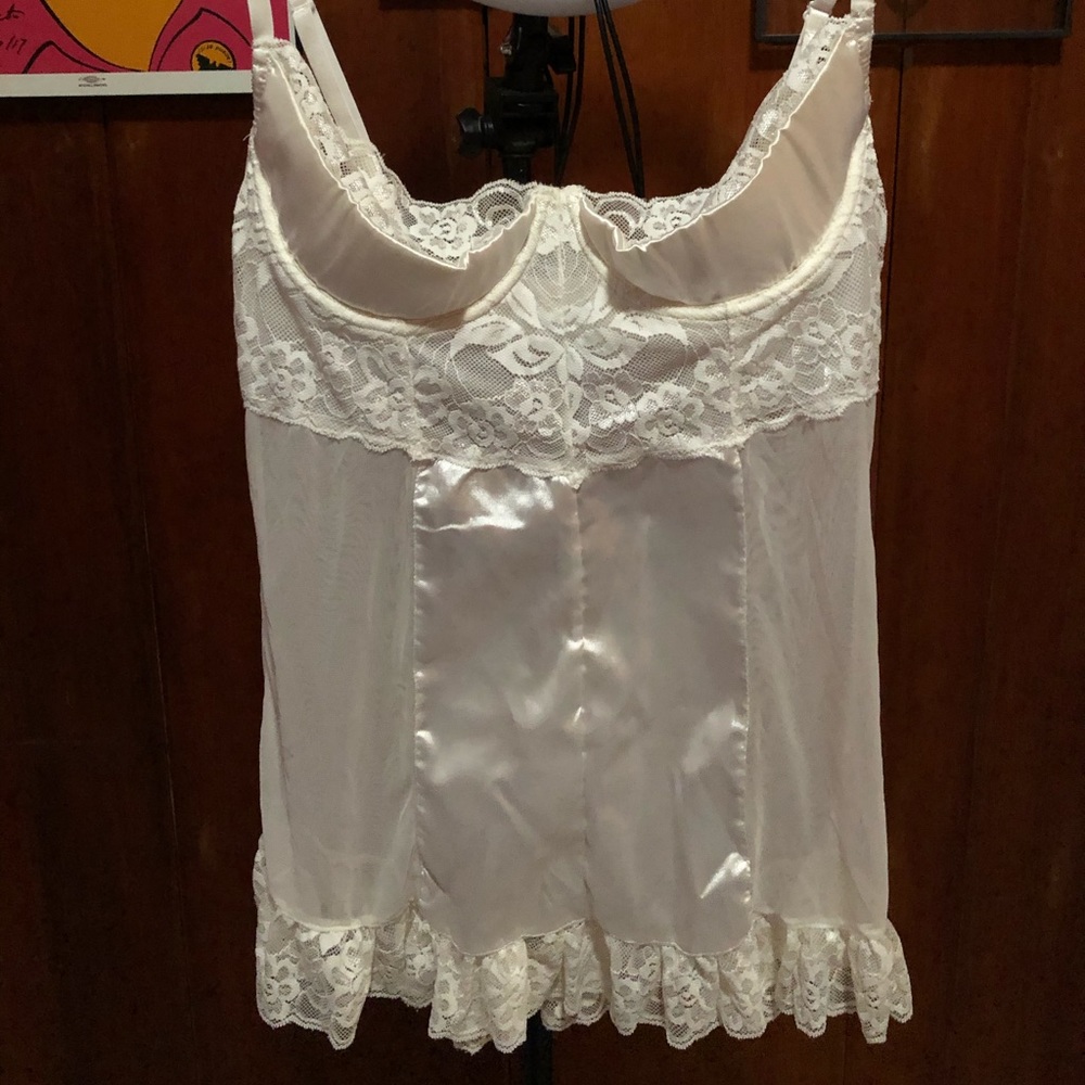 White vintage silk, lace slip dress size L